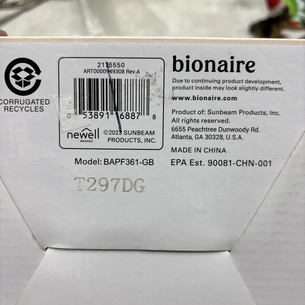 Bionaire Allergen Replacement Filter Filter #:BAPF361 Model #: 2175550R